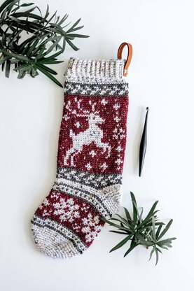 Prancing Deer Crochet Stocking