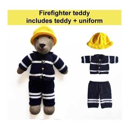 Firefighter teddy knitting pattern 19011