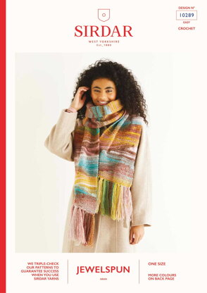 Sirdar 10289 Crochet Fringed Scarf in Jewelspun PDF