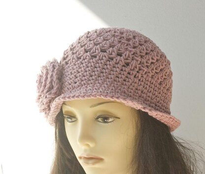 Crocheted Flower Cloche Hat