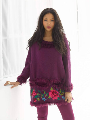 Embellished Pullover in Lion Brand Wool-Ease and Romance - L32141