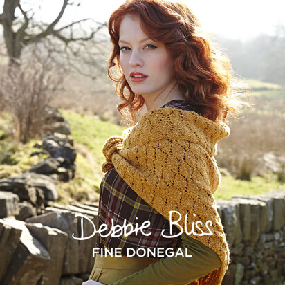 Kilcar Shawl - Knitting Pattern for Women in Debbie Bliss Fine Donegal
