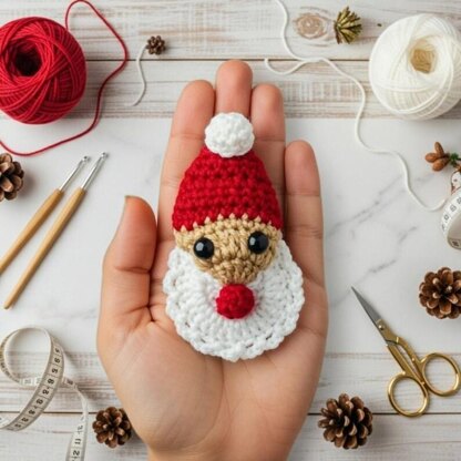 Crochet Santa Clause Hair Clip Pdf + Video Tutorial