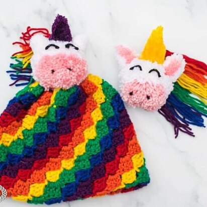 Rainbow Hat with Unicorn Pom