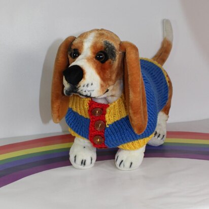 Dog Chunky 3 Colour Side Button Coat - knitting pattern