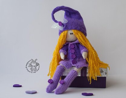 Lilac fairy dreams doll knitted flat