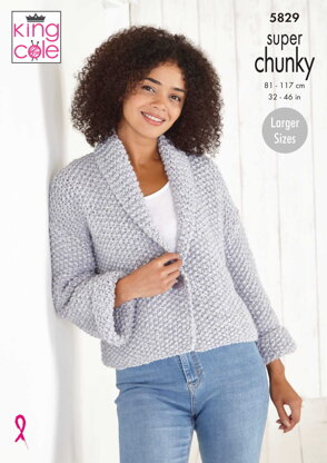 Sweater and Jacket Knitted in King Cole Timeless Classic Super Chunky - 5829 - Downloadable PDF