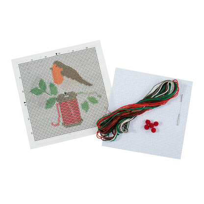 Trimits Counted Cross Stitch Kit: Robin Cross Stitch Kit - 13 x 13cm
