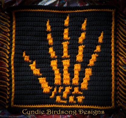 Halloween Mosaic Crochet Square - Skeleton Hands