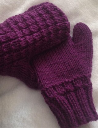 Warm waffle stitch Mittens