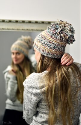 Natashka chunky knit hat with dreadlock pom