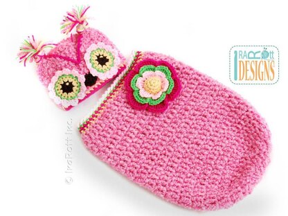 Chunky Flower Owl Hat and Cocoon