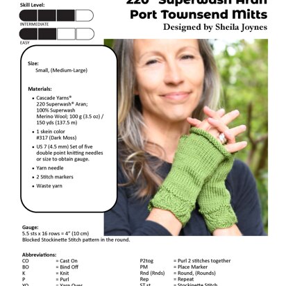 Port Townsend Mitts in Cascade Yarns 220 Superwash® Aran - W821 - Downloadable PDF