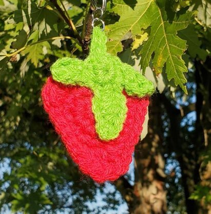 Crochet Strawberry Pin/Hair Clip and Keychain Pattern Bundle