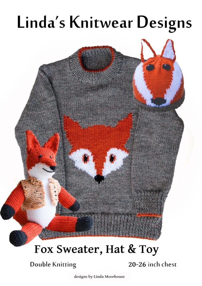 Fox sweater, hat & toy Knitting pattern by Linda Moorhouse