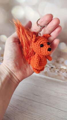 Mini red Squirrel keychain amigurumi