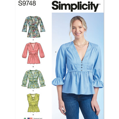 Simplicity Misses' Top with Sleeve Variations S9748 - Sewing Pattern