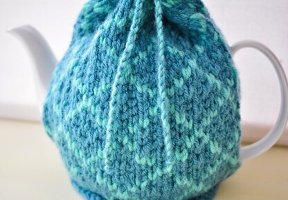 Diamond Patterned 4 Cup Teapot Cosy Knitting Pattern