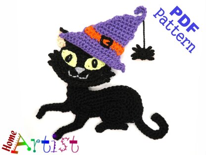 Cat Halloween Crochet Applique Pattern