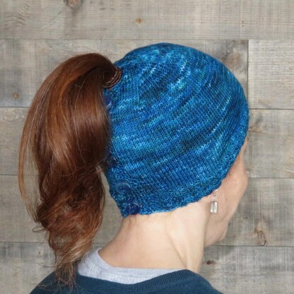 Easy Sock Yarn Ponytail Hat