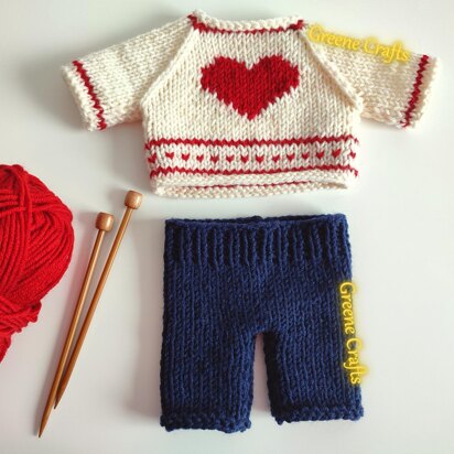Heart Sweater and Pants - Knit Clothes for Bear or Bunny