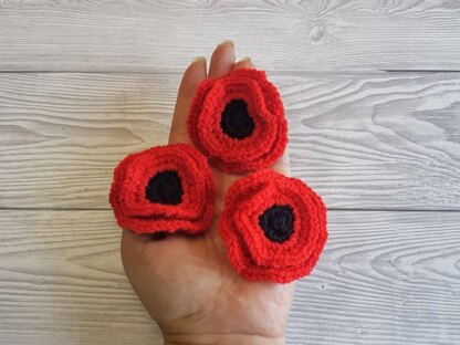 Bundle of 3 Remembrance Poppy Flowers Crochet Patterns