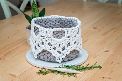 Lace Top Crochet Basket