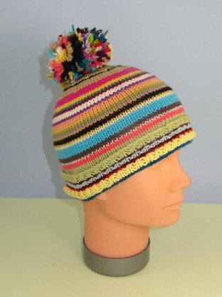 Baby Random Stripe Bobble Beanie Hat