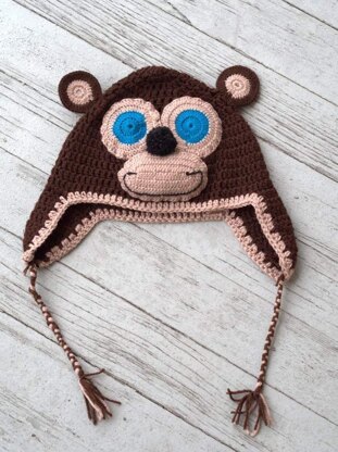 Crochet Monkey Hat in Plymouth Yarn Yarnimals - F657