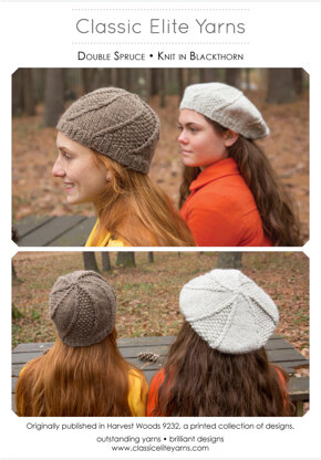 Double Spruce Hats in Classic Elite Yarns Mountaintop Blackthorn - Downloadable PDF