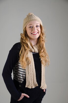 Cable Pom Pom Hat and Scarf set