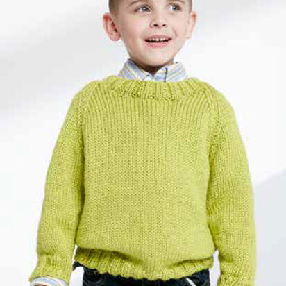 Child's Knit Crew Neck Pullover in Caron Simply Soft - Downloadable PDF