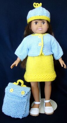 Travel Time Set, Knitting Patterns fit American Girl and other 18-Inch Dolls