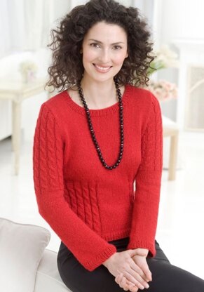 Chic Cable Sweater in Red Heart Shimmer Solids - WR2145