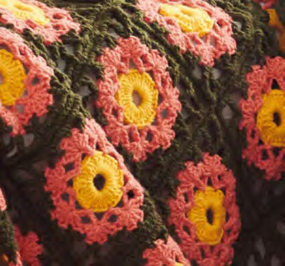 Garden Flowers Throw in Caron One Pound - Downloadable PDF