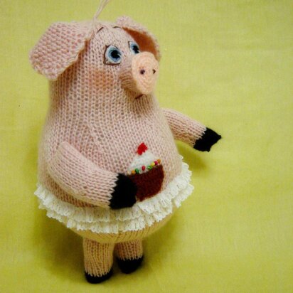 Knit pink pig, DIY Stuffed Animal