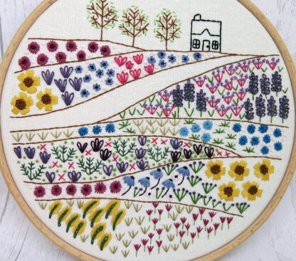 Stitchdoodles Flower Meadow Cottage Hand Embroidery Pattern