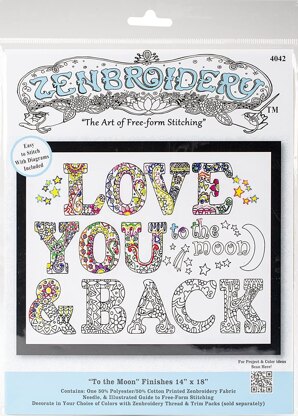 Design Works Zenbroidery To The Moon Cotton Fabric Embroidery Kit