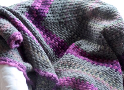 Grey & Magenta Granny Square Blanket