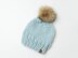 Chunky 100% Wool Winter Hat Toque Beanie Fur Pompom