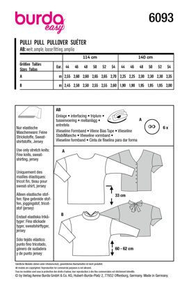 Burda Style Misses' Pullover with Deep Back Neckline, Slit and Bow B6093 - Paper Pattern, Size 18-28 (44-54)