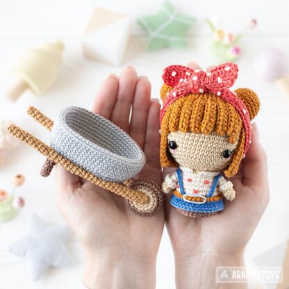 5-in-1 vegetable patch crochet pattern amigurumi by AradiyaToys mini kingdom mushroom gnome crochet tutorial DIY PDF file bunny garden girl by AradiyaToys (Olka Novytska)