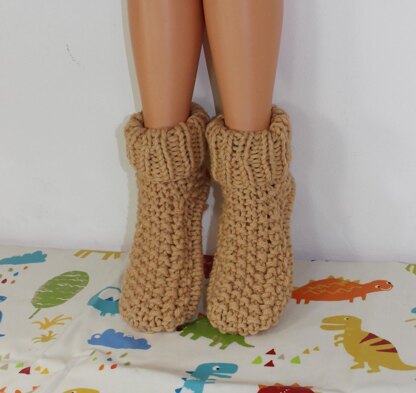 Ladies Super Chunky Moss Stitch Slipper Boots