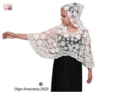 Crochet Christmas lace cape for Church