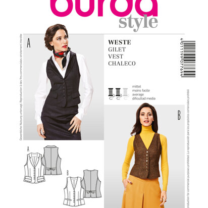 Burda Vest Sewing Pattern B7769 - Paper Pattern, Size 12-32