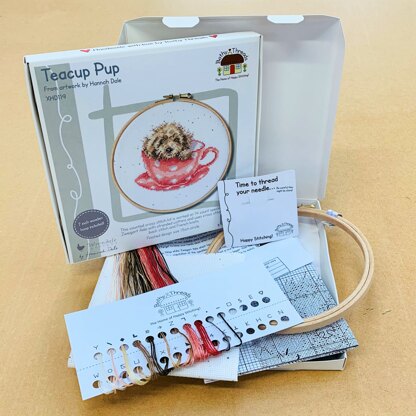 Bothy Threads Teacup Pup Cross Stitch Kit - 15cm circle