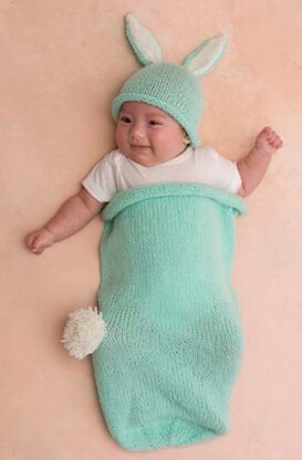 Cottontail Bunny Cocoon & Hat in Red Heart Anne Geddes Baby - LW3474