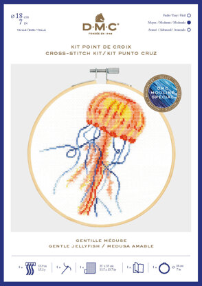 DMC Gentle Jellyfish Cross Stitch Kit (with 7in hoop) - 7in