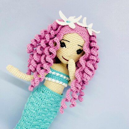 Crochet doll, amigurumi Mermaid doll, doll with clothes, crochet doll wig, mermaid amigurumi pattern