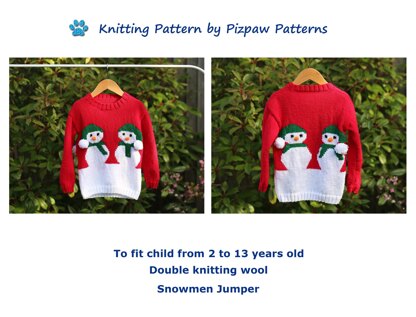 Snowmen Jumper Knitting Pattern (no 117) to fit 2 to 13 year old child